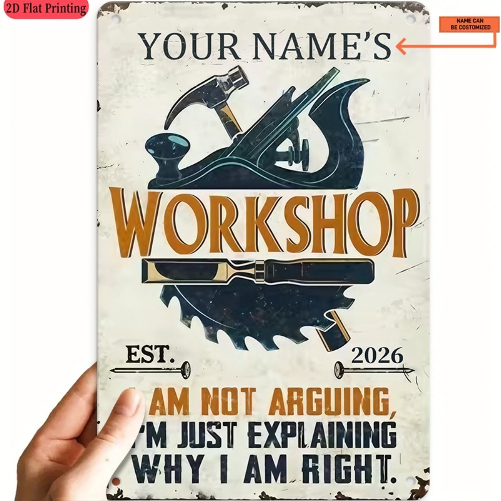 Workshop Tools And Names - [تصميم ثنائي الأبعاد] لافتة معدنية مخصصة